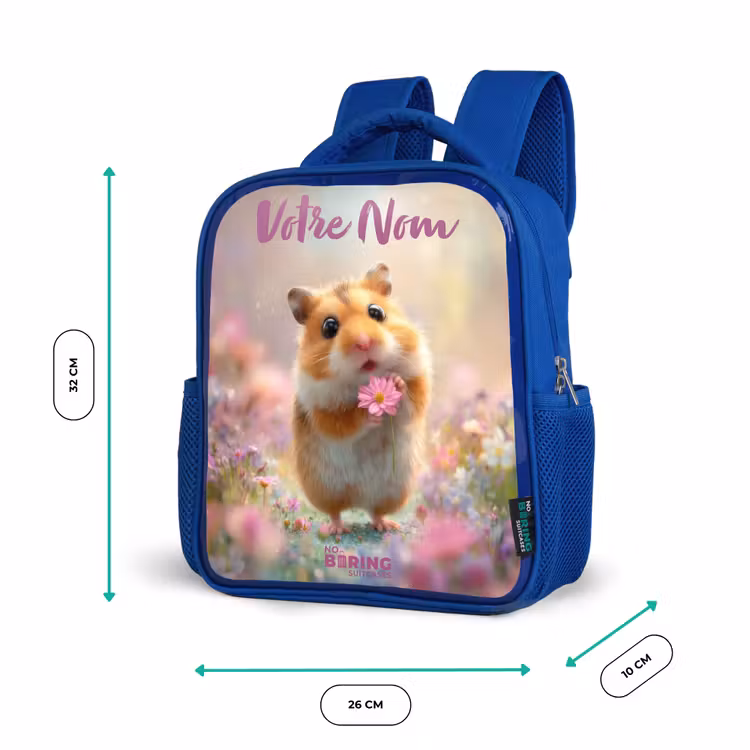 Sac à dos enfant - Bleu - Hamster - Fleur - Nature - Animal — 6