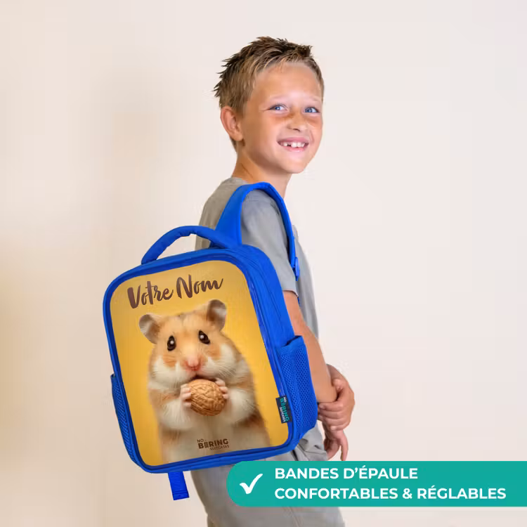 Sac à dos enfant - Bleu - Hamster - Noyer - Animal — 4