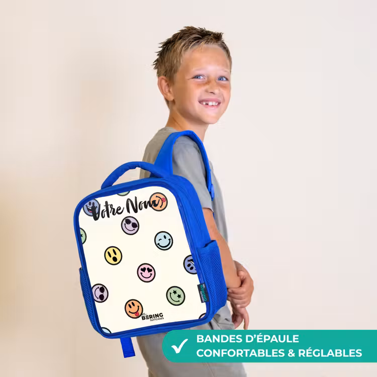 Sac à dos enfant - Bleu - Mélange de smileys espiègles — 4