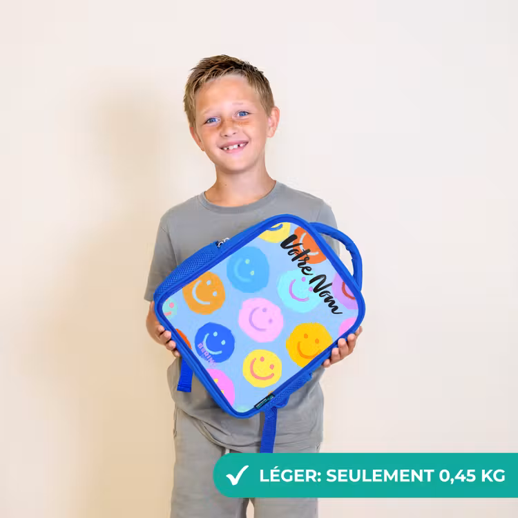 Sac à dos enfant - Bleu - Motif joyeux de smileys — 3