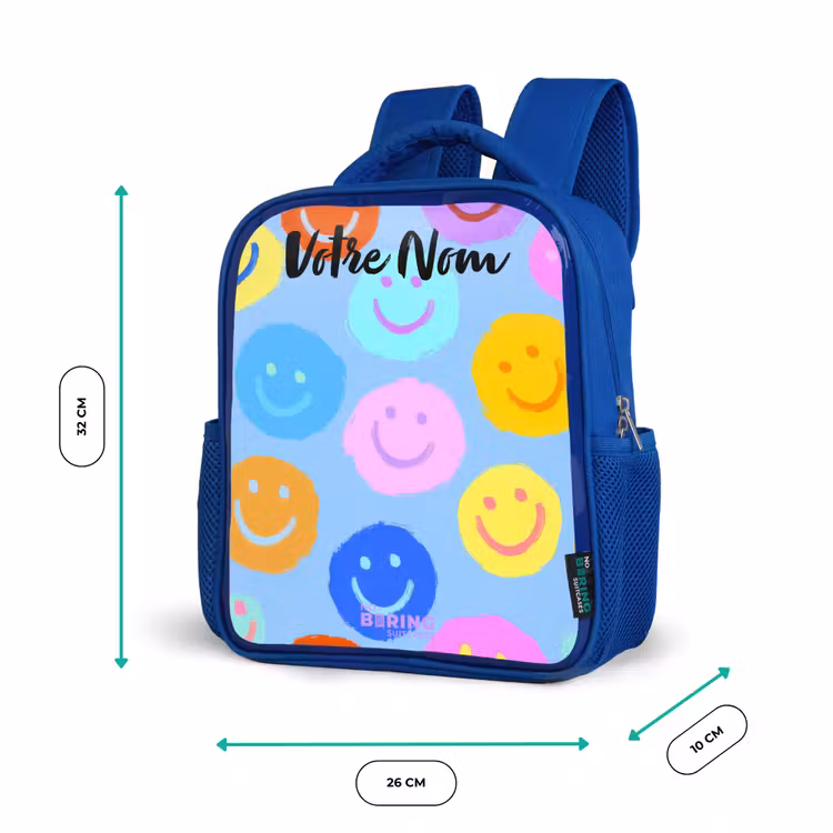 Sac à dos enfant - Bleu - Motif joyeux de smileys — 6