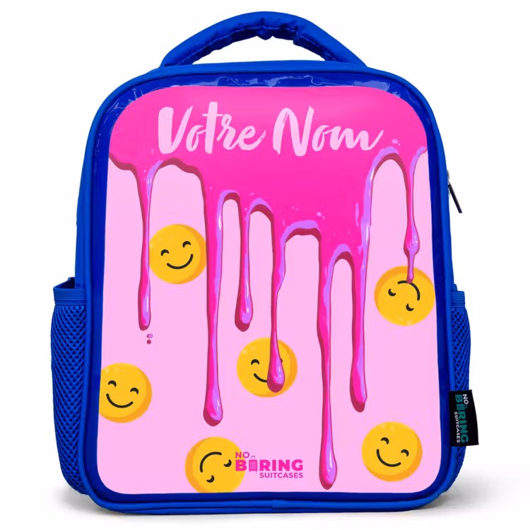 Sac à dos enfant - Bleu - Peinture - Smiley - Rose — 1