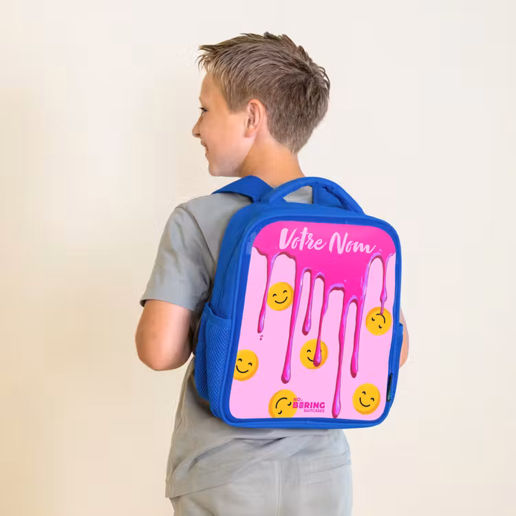 Sac à dos enfant - Bleu - Peinture - Smiley - Rose — 2