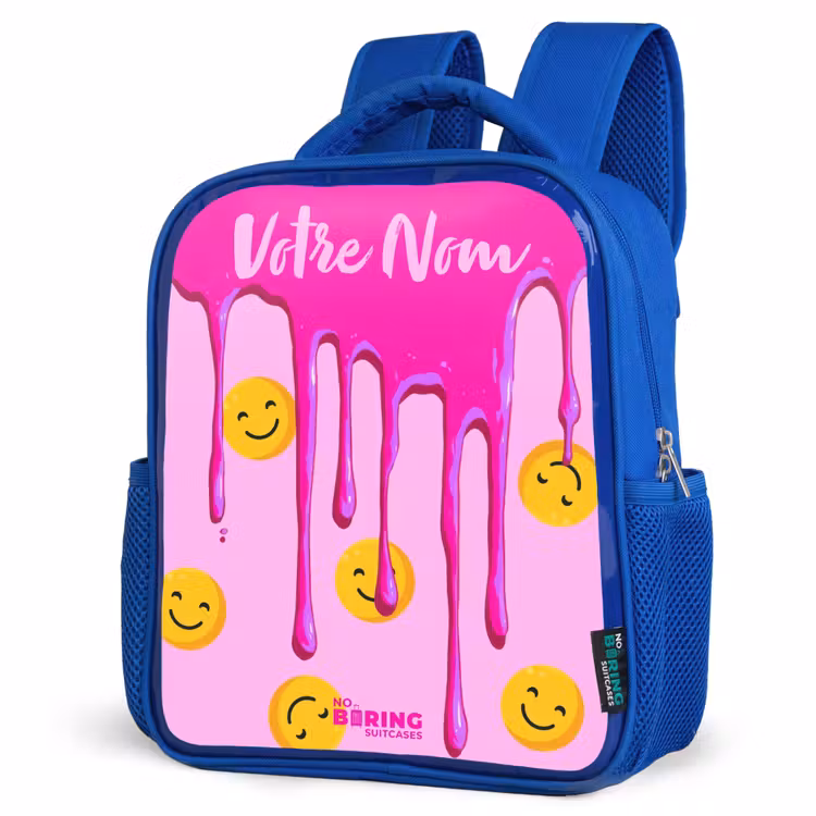 Sac à dos enfant - Bleu - Peinture - Smiley - Rose — 7
