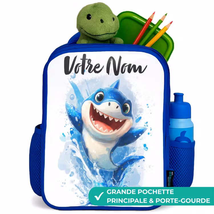 Sac à dos enfant - Bleu - Requin - Dents - Eau — 5
