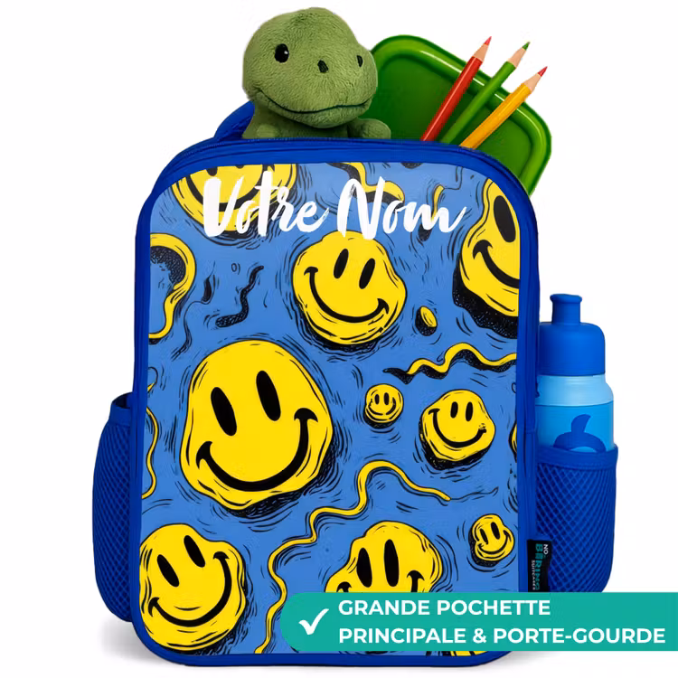 Sac à dos enfant - Bleu - Smiley - Bleu - Jaune — 5