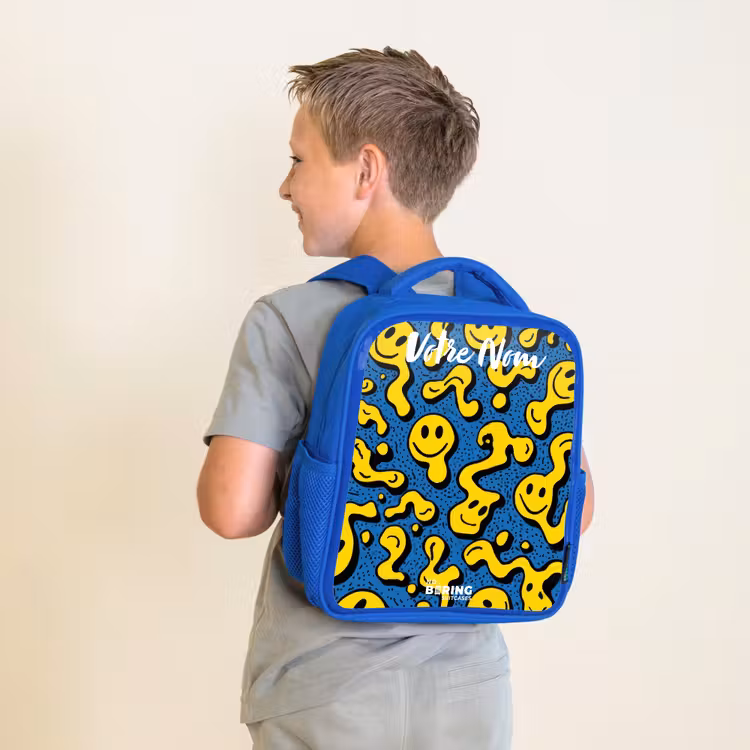 Sac à dos enfant - Bleu - Smiley - Jaune - Bleu — 2