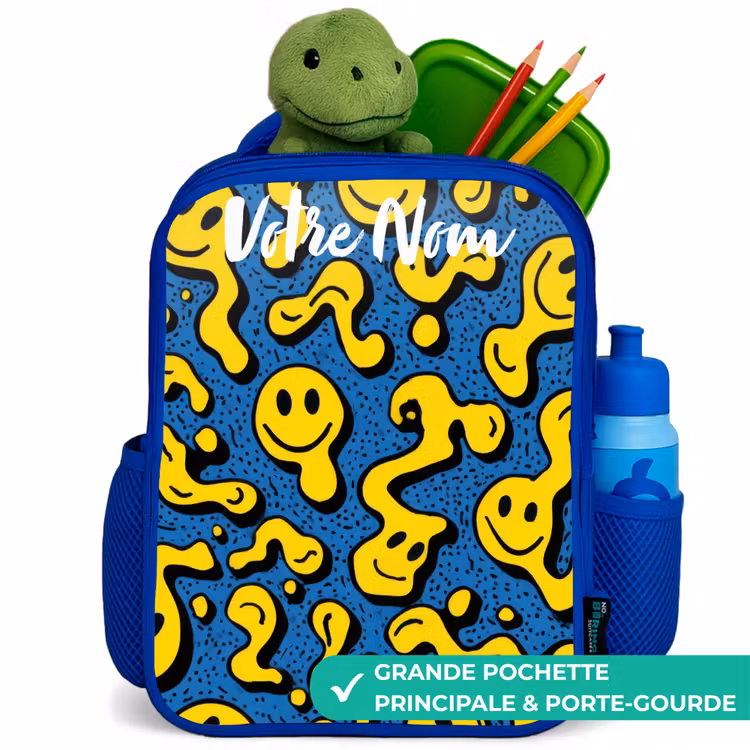 Sac à dos enfant - Bleu - Smiley - Jaune - Bleu — 5