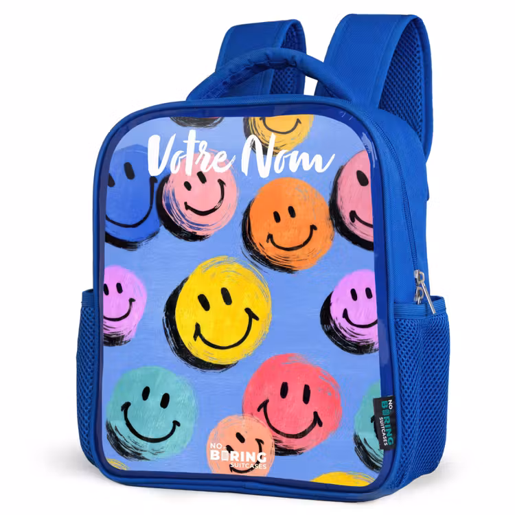 Sac à dos enfant - Bleu - Un motif ludique et artistique de smileys colorés — 7