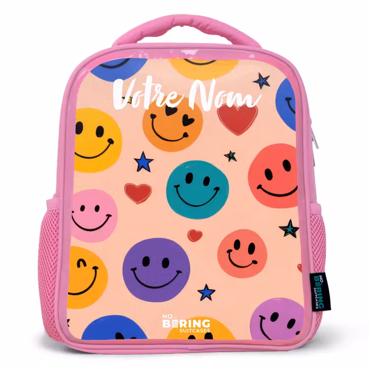 Enfant sac à dos - Rose - Motif Smiley joyeux — 1