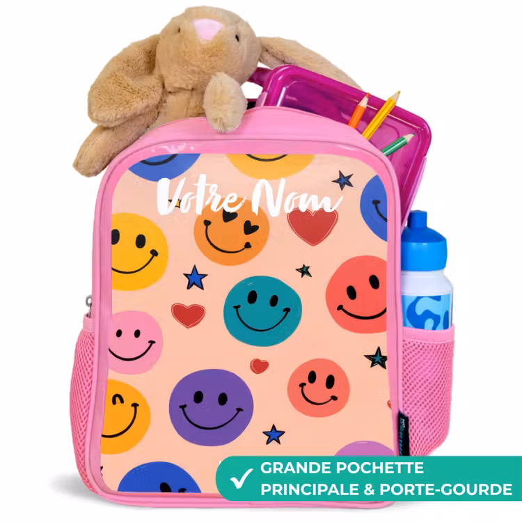 Enfant sac à dos - Rose - Motif Smiley joyeux — 2