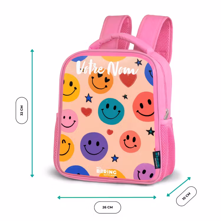 Enfant sac à dos - Rose - Motif Smiley joyeux — 3