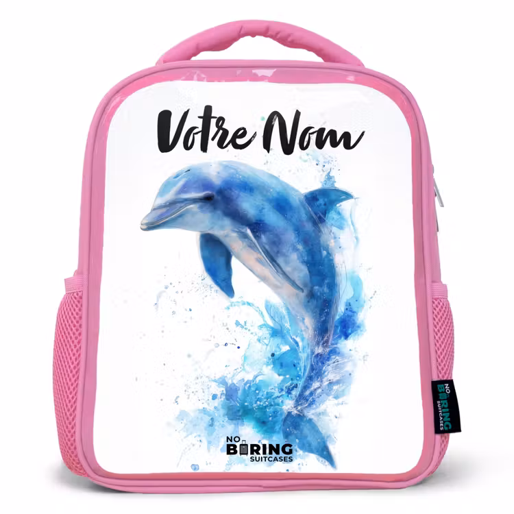 Enfant sac à dos - Rose - Dauphin bleu sauteur — 1