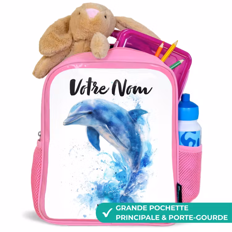 Enfant sac à dos - Rose - Dauphin bleu sauteur — 2