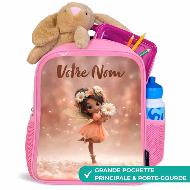 Enfant sac à dos - Rose - Fée avec marguerites — 2