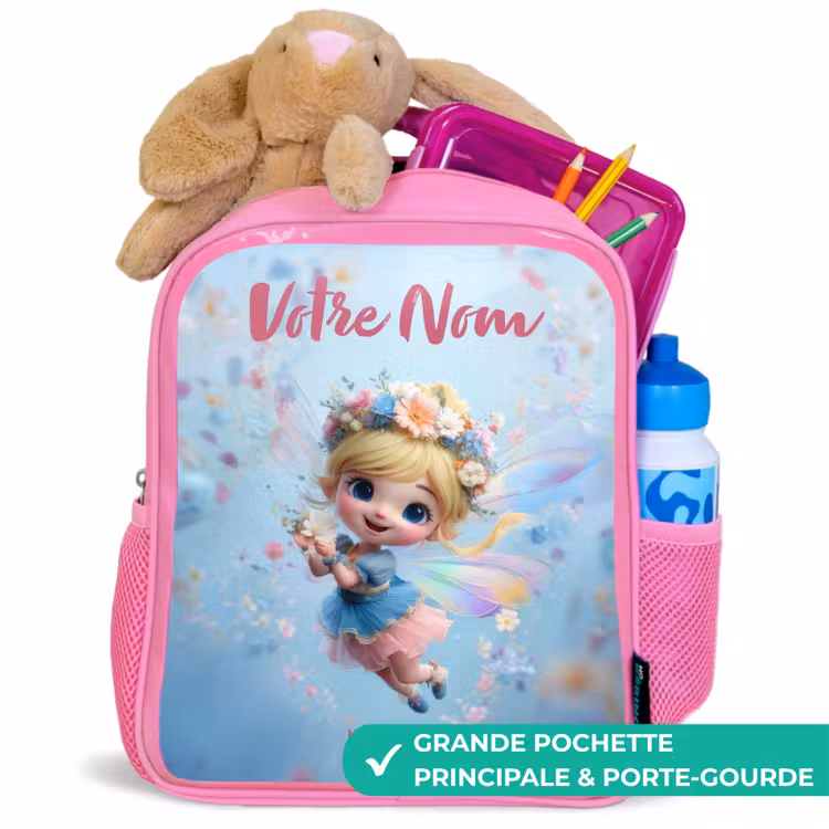 Enfant sac à dos - Rose - Fée papillon dans l'air des fleurs — 2