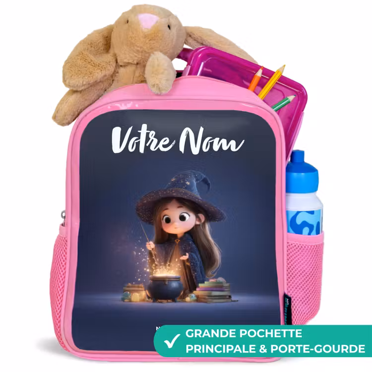 Enfant sac à dos - Rose - Fille enchantée avec chaudron — 2