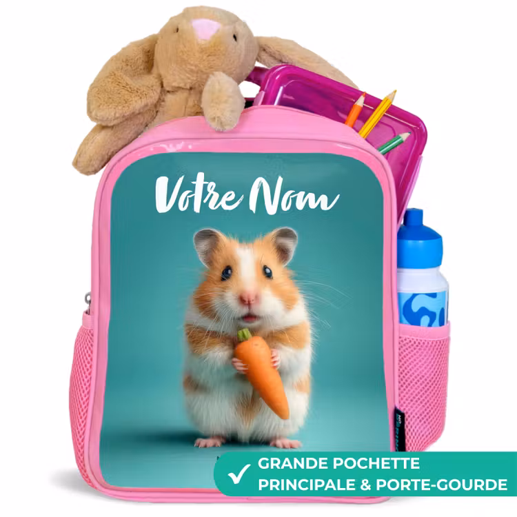 Enfant sac à dos - Rose - Hamster - Carotte - Animal — 2