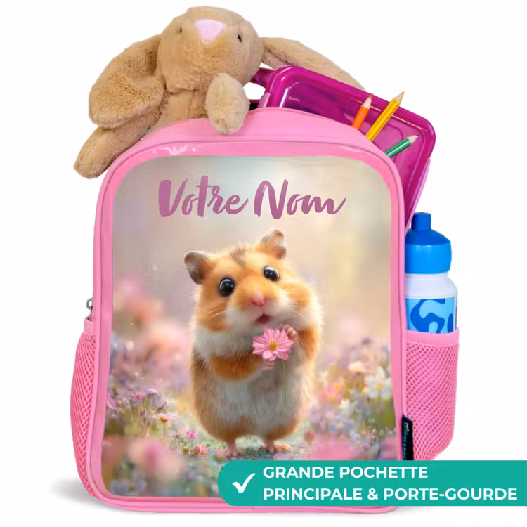 Enfant sac à dos - Rose - Hamster - Fleur - Nature - Animal — 2