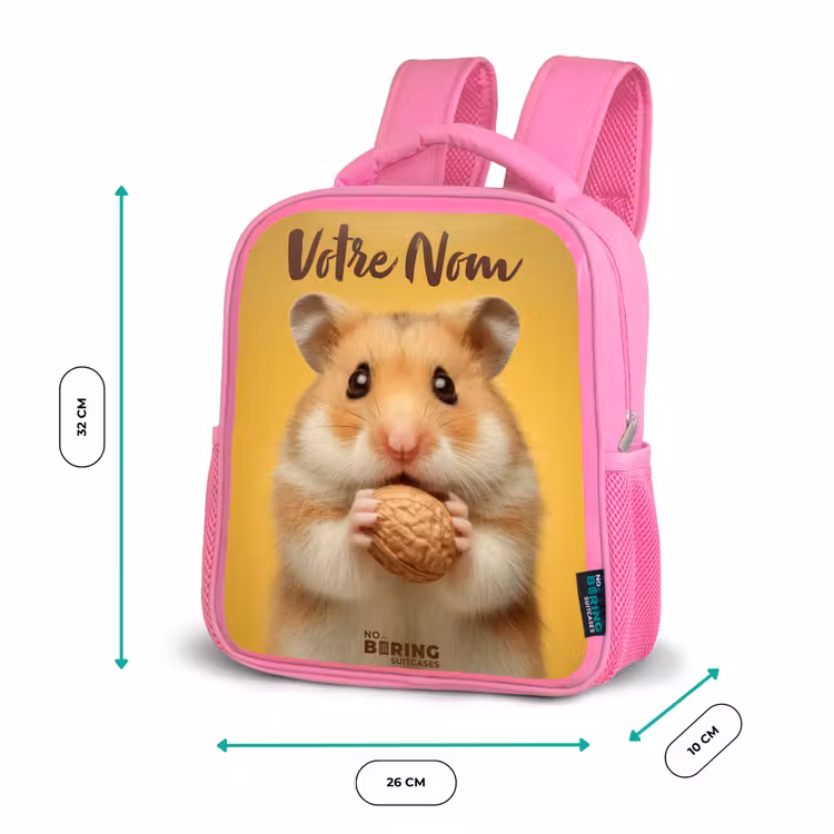 Enfant sac à dos - Rose - Hamster - Noyer - Animal — 3