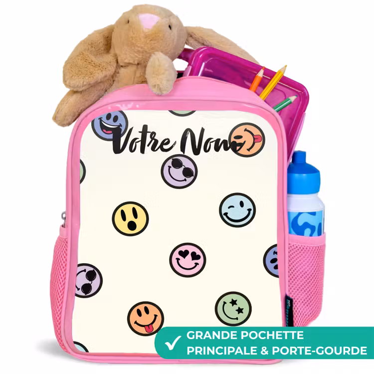 Enfant sac à dos - Rose - Mélange de smileys espiègles — 2