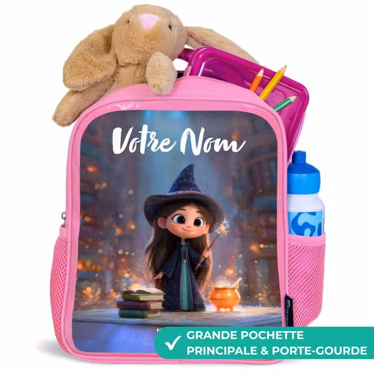 Enfant sac à dos - Rose - Petite enchanteresse dans la bibliothèque — 2