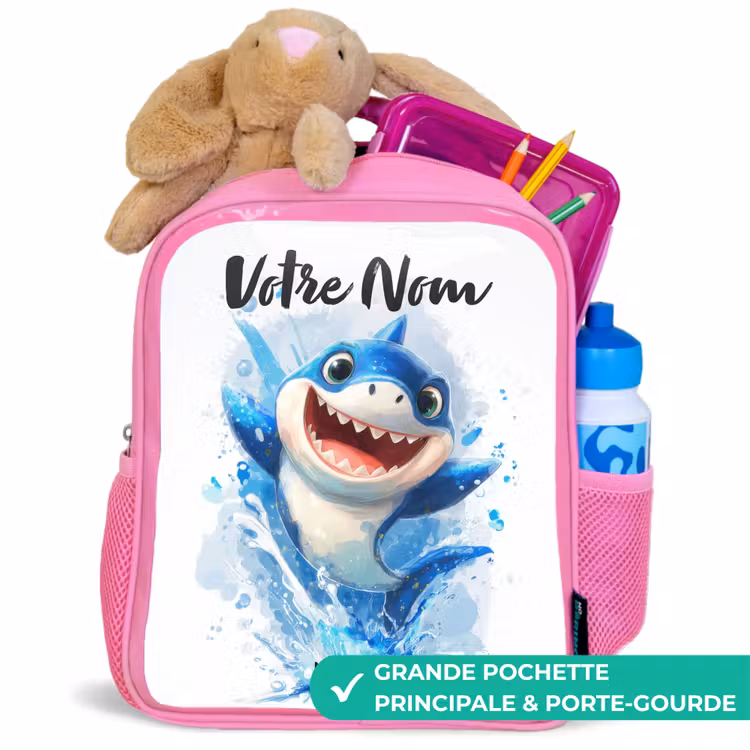 Enfant sac à dos - Rose - Requin - Dents - Eau — 2