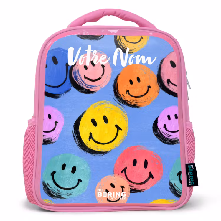 Enfant sac à dos - Rose - Un motif ludique et artistique de smileys colorés — 1