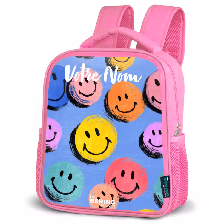 Enfant sac à dos - Rose - Un motif ludique et artistique de smileys colorés — 4