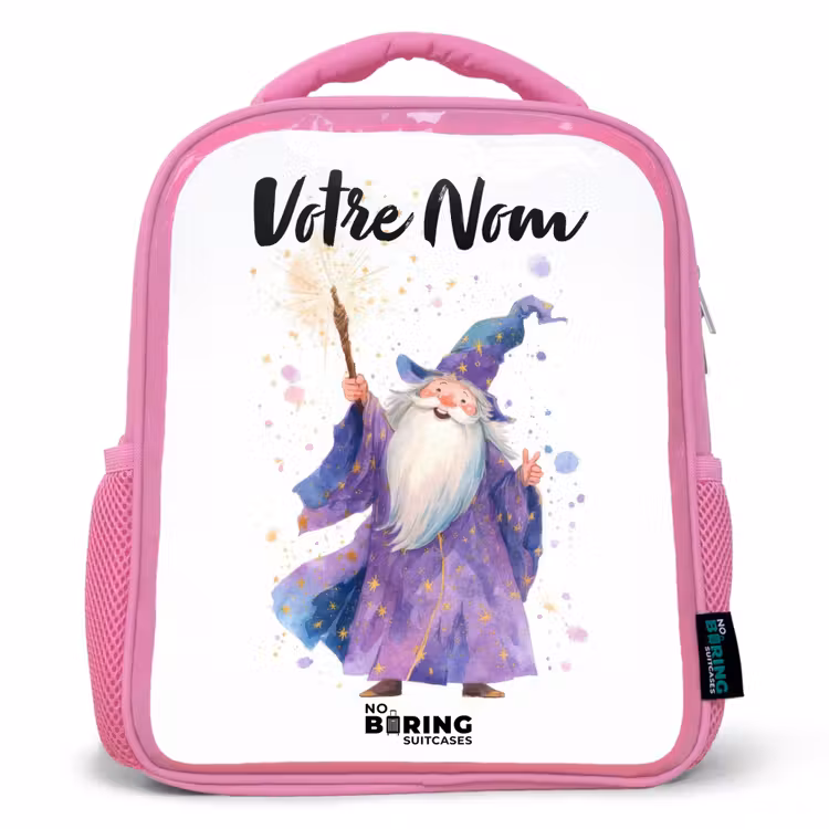 Enfant sac à dos - Rose - Vieux magicien avec bâton — 1
