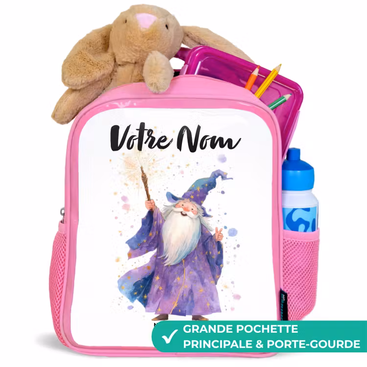 Enfant sac à dos - Rose - Vieux magicien avec bâton — 2