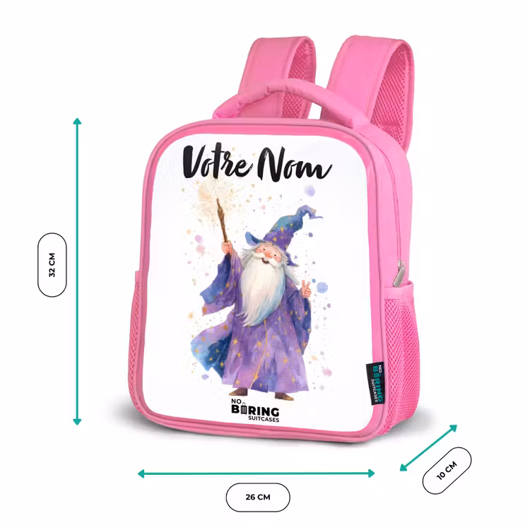 Enfant sac à dos - Rose - Vieux magicien avec bâton — 3