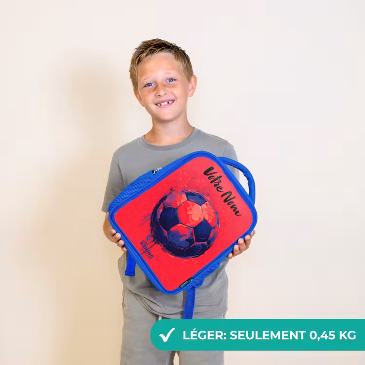 Sac à dos enfant avec votre nom - Bleu - Football vibes - Peinture - Bleu - Rouge — 3