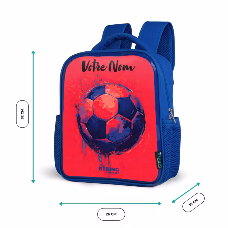 Sac à dos enfant avec votre nom - Bleu - Football vibes - Peinture - Bleu - Rouge — 6