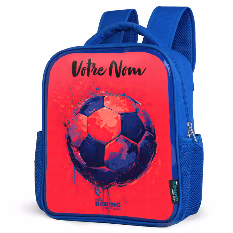 Sac à dos enfant avec votre nom - Bleu - Football vibes - Peinture - Bleu - Rouge — 7