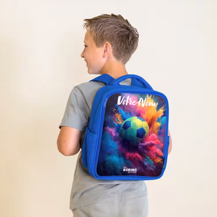 Sac à dos enfant avec votre nom - Bleu - Néon - Boule - Colorée — 2