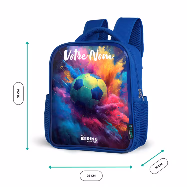 Sac à dos enfant avec votre nom - Bleu - Néon - Boule - Colorée — 6