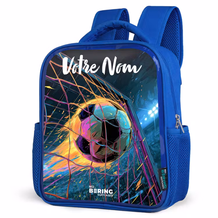 Sac à dos enfant avec votre nom - Bleu - Néon - Filet - Football - Coloré — 7