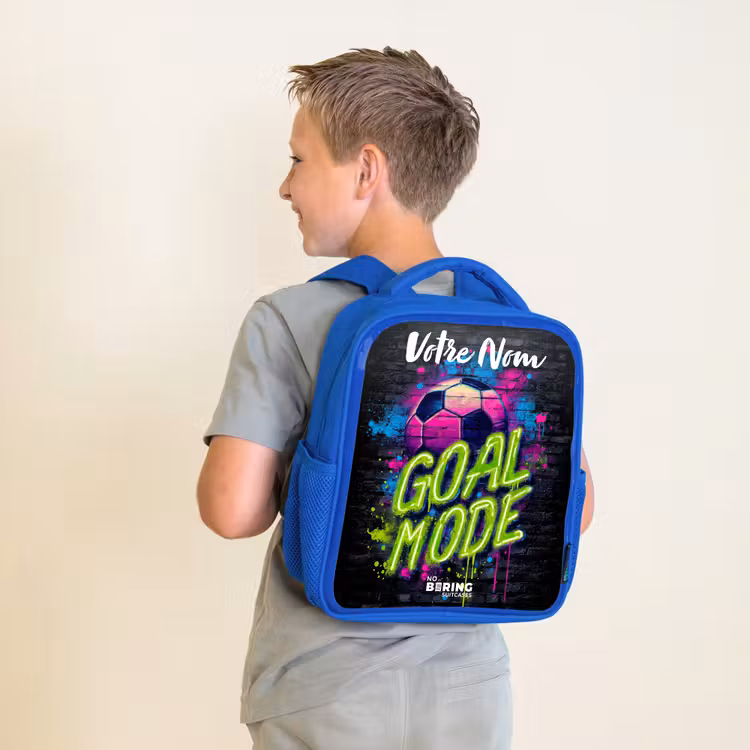 Sac à dos enfant avec votre nom - Bleu - Néon - Graffiti - Football - Coloré — 2