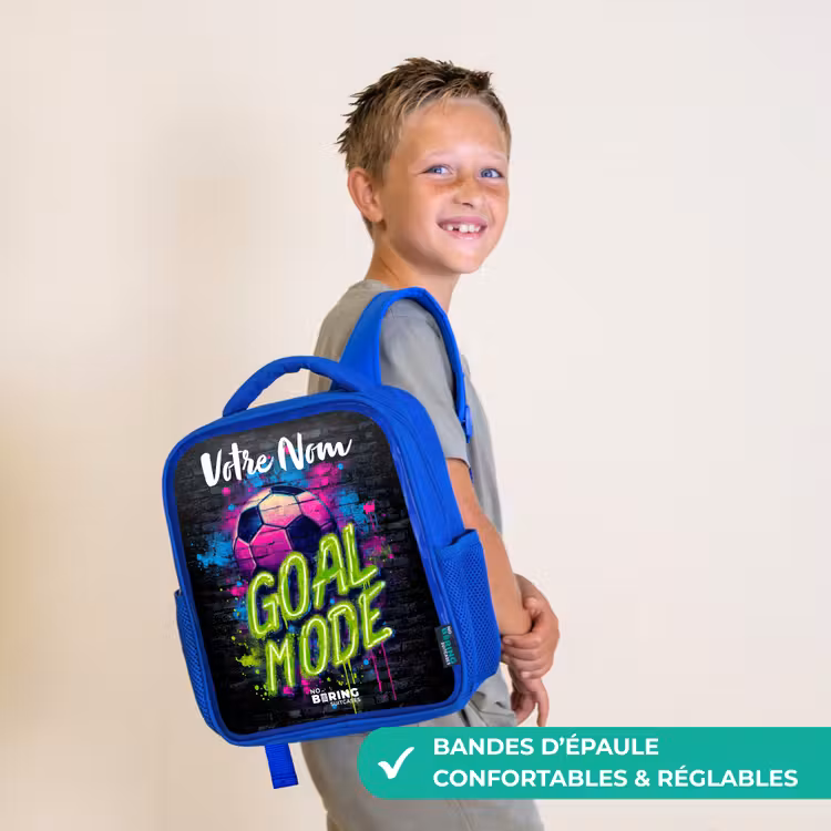 Sac à dos enfant avec votre nom - Bleu - Néon - Graffiti - Football - Coloré — 4
