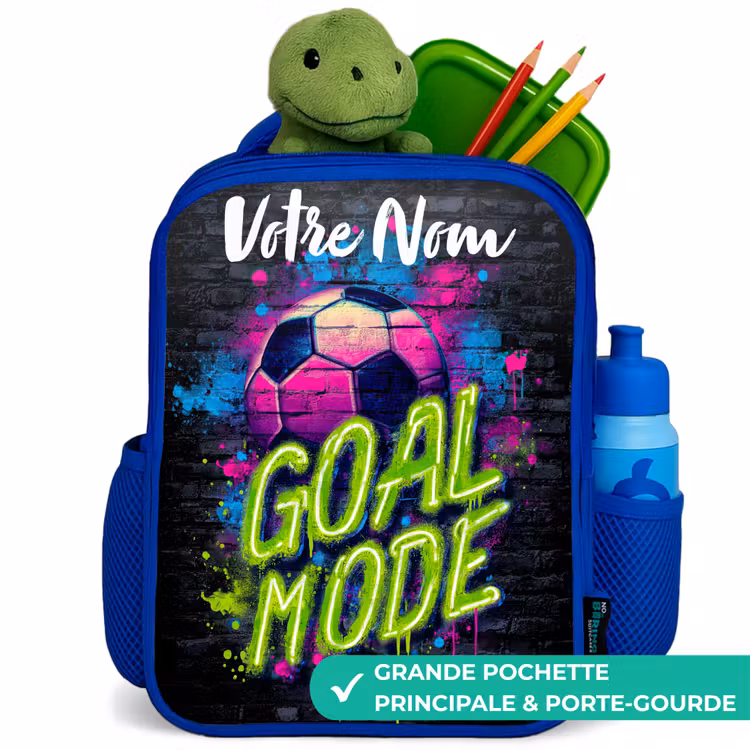 Sac à dos enfant avec votre nom - Bleu - Néon - Graffiti - Football - Coloré — 5