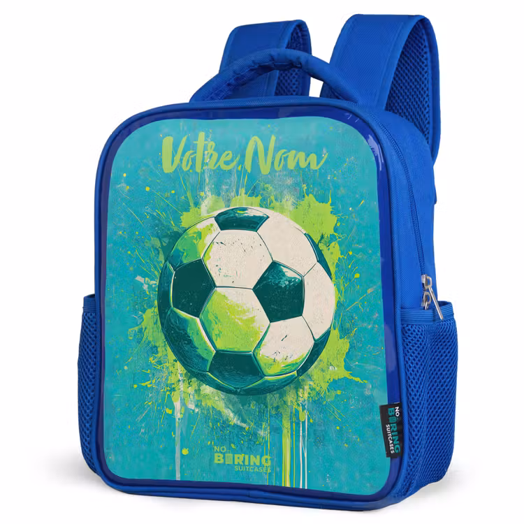 Sac à dos enfant avec votre nom - Bleu - Vibrations footballistiques - Éclaboussures de peinture - Vert - Bleu — 7