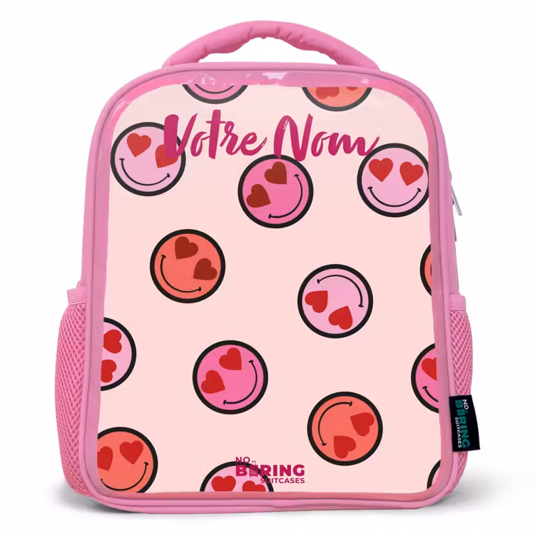 Enfant sac à dos - Rose - Coeur - Smiley - Motif — 1