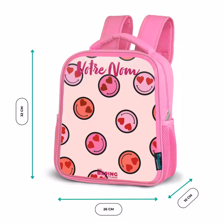 Enfant sac à dos - Rose - Coeur - Smiley - Motif — 3
