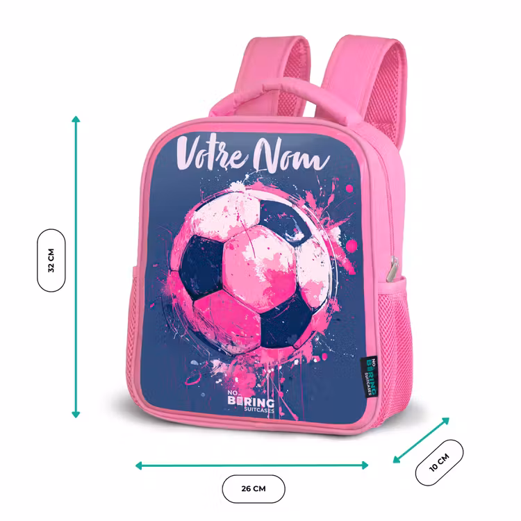 Sac à dos enfant avec votre nom - Rose - Football vibes - Peinture - Rose - Bleu — 3