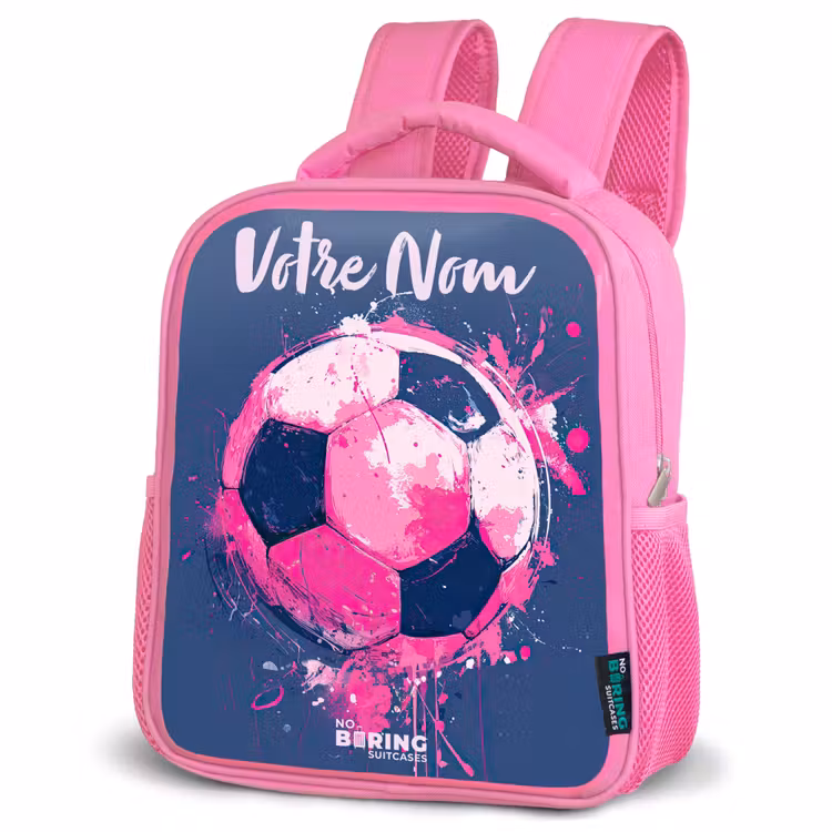 Sac à dos enfant avec votre nom - Rose - Football vibes - Peinture - Rose - Bleu — 4
