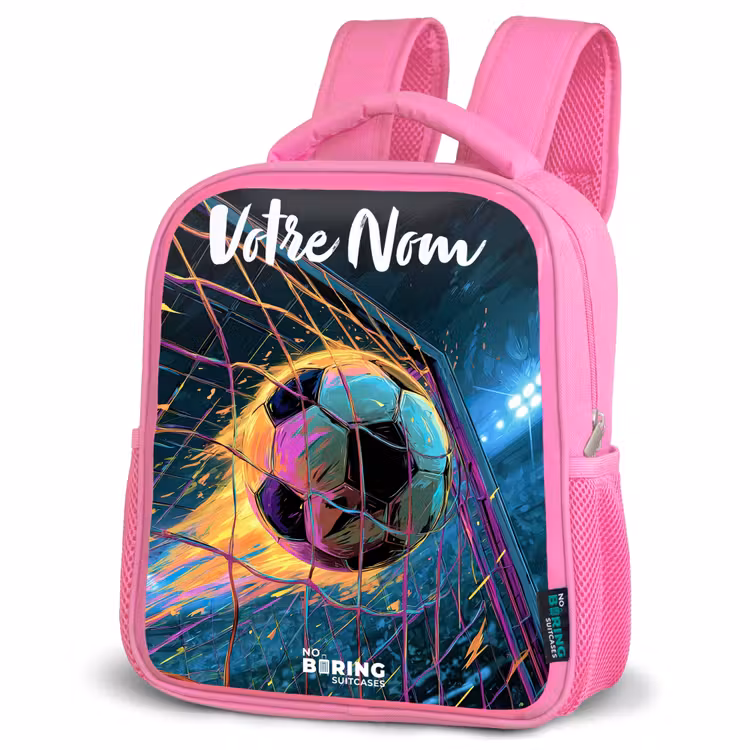 Sac à dos enfant avec votre nom - Rose - Néon - Filet - Football - Coloré — 4