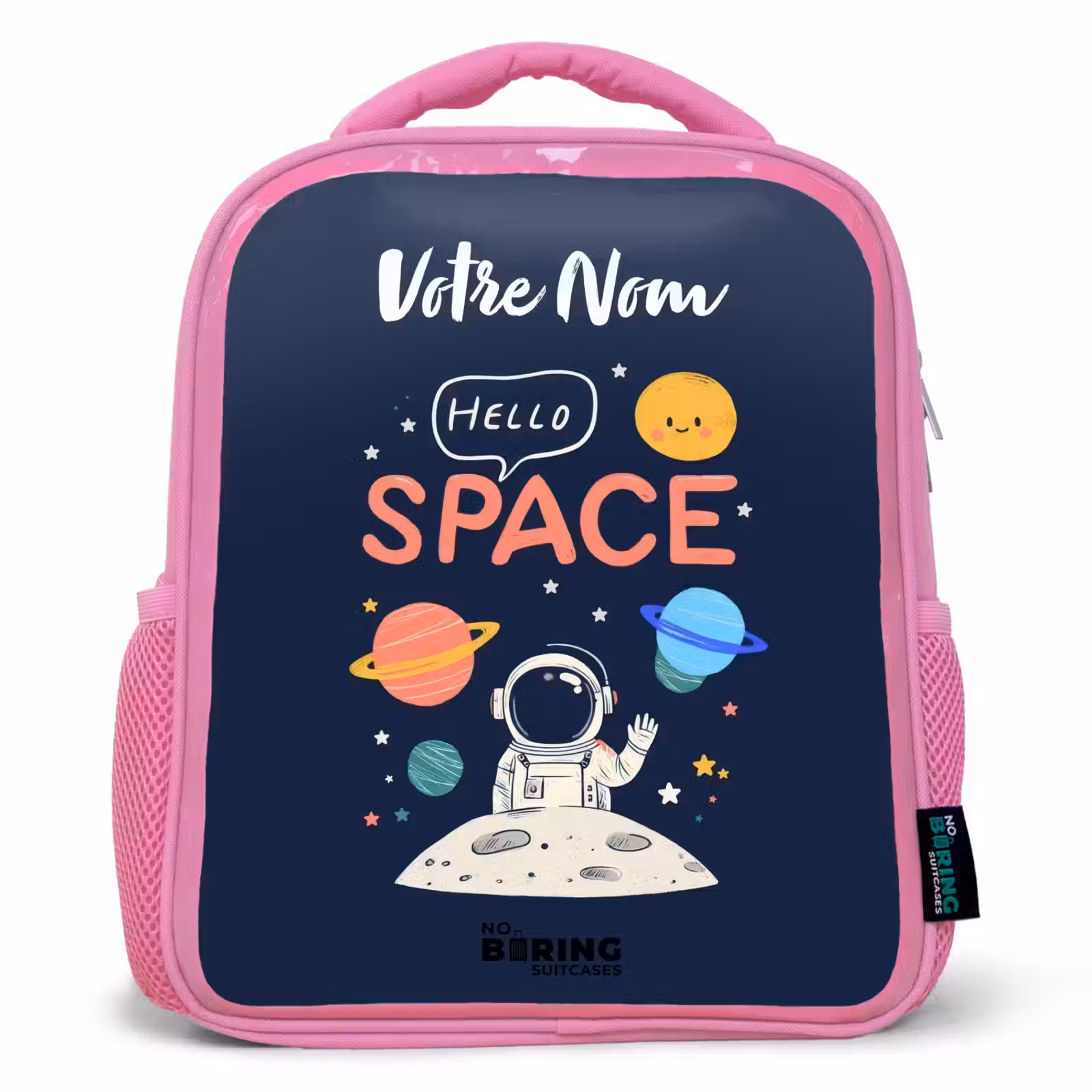 Enfant sac à dos - Rose - Astronaute - Citation - Planètes - Étoiles — 1
