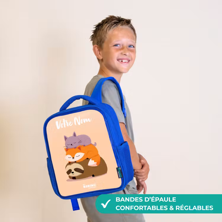 Sac à dos enfant - Bleu - Animaux - Dormir - Ensemble — 4