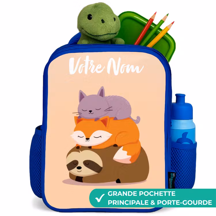 Sac à dos enfant - Bleu - Animaux - Dormir - Ensemble — 5